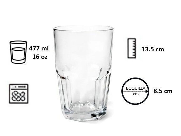 Juego de 24 Vasos Boston Crisa 6292 de 477 ml / 16 Oz - Image 2