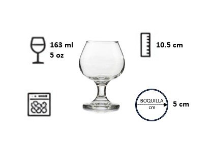 Juego de 24 Copas Brandy Imperio Cognac 9500 de 163 ml / 5.5 oz - Image 3