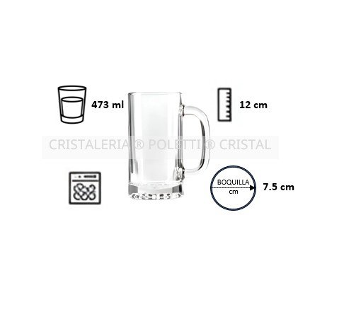 Juego de 12 Tarros Cerveceros Lisos 5697 de 473 ml / 16 oz - Image 3