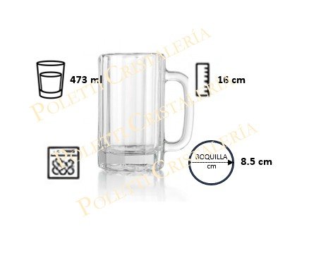 Juego de 12 Tarros Estriados Crisa 5600 de 473ml - Image 3