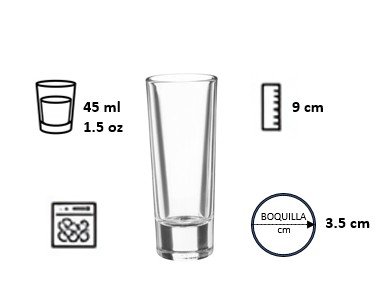 Juego de 6 Vasos Tequileros Crisa 0151 de 45 ml / 1.5 Oz - Image 2